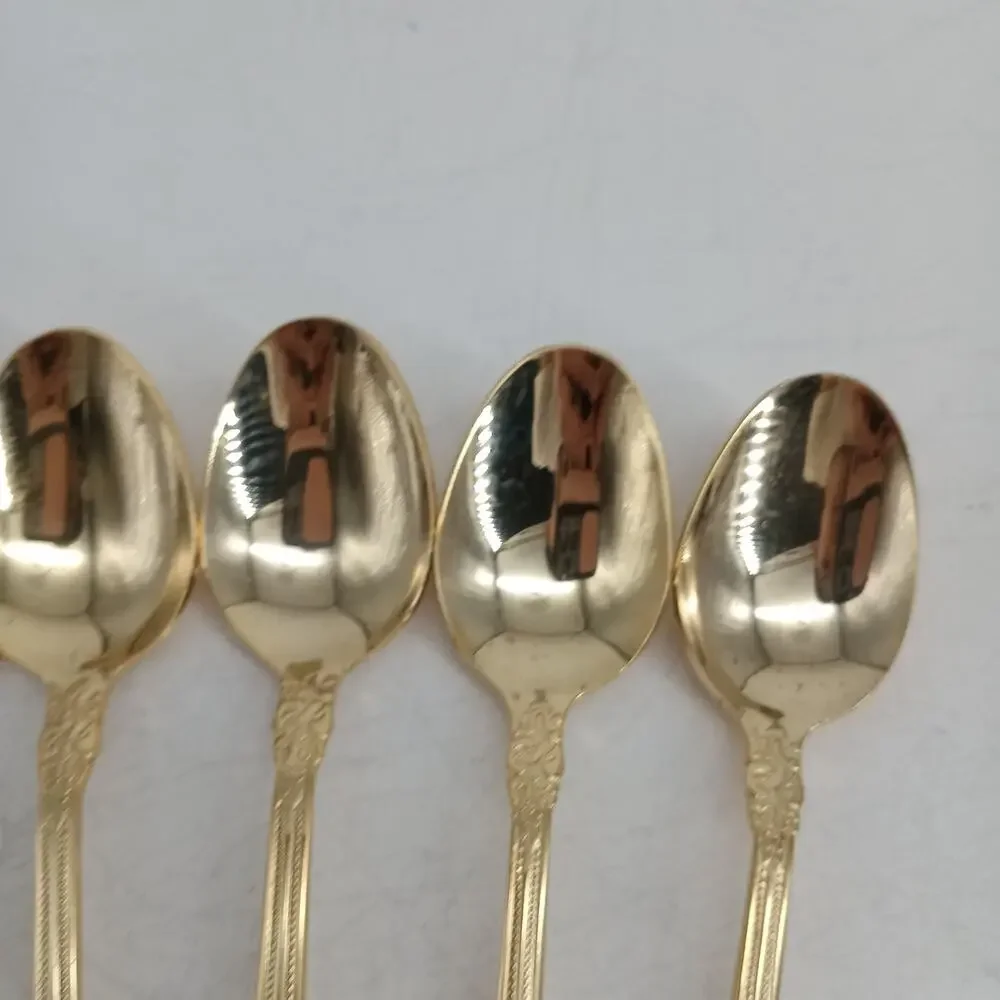 7X SpnFk Cambridge Gold Royal Fashion Teaspoons Salad Forks Flatware